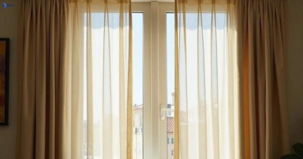 Dull dusty drapes in tamborine before professional cleaning